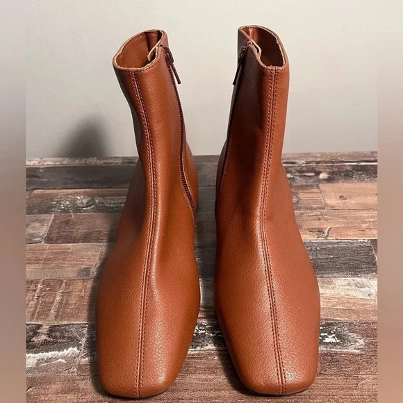 Linea Paolo Brown Leather Zip Up Ankle Boots Women Size 4.5 - Picture 4 of 7